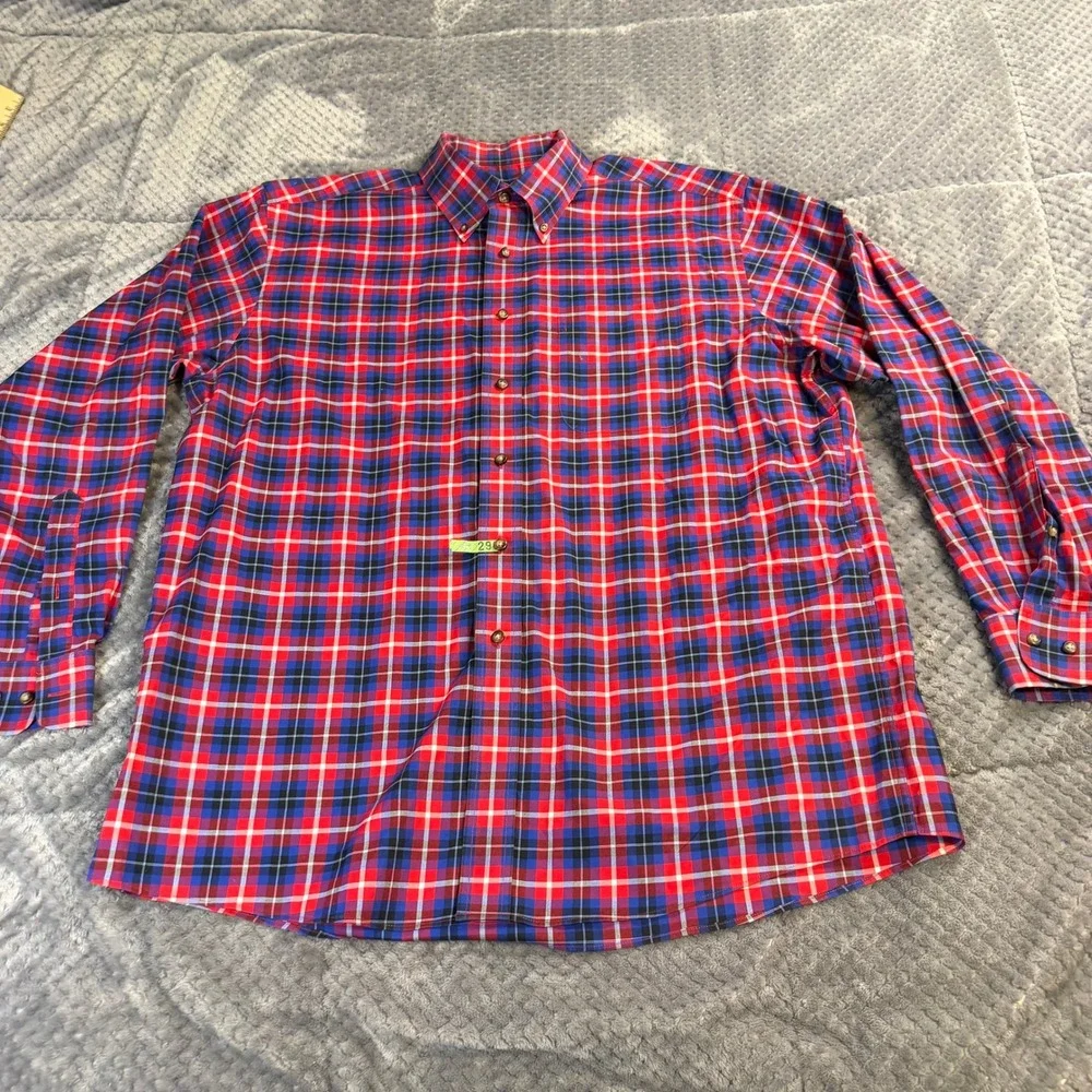 Banana Republic Grant Fit Shirt Mens Large Blue Purple Plaid Long Sleeve Button